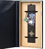 Melyaxu Handmade Natural Color Wooden Bookmark with Tassel - Peony Flower