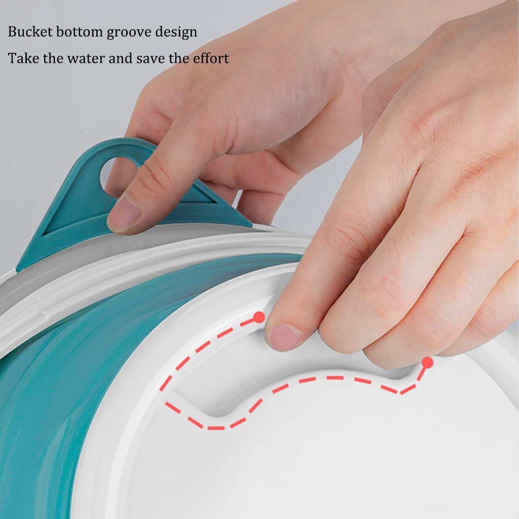 Secchio pieghevole portatile, 10 l, in plastica, impermeabile, per campeggio, lavanderia, pulizia della casa e dell'auto, colore blu, design leggero e salvaspazio