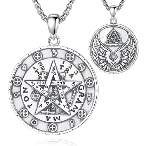 AEONSLOVE Tetragrammaton De Plata 925 Sterling Silver Tetragrammaton Necklace/Metatron Cube Pendant Amuleto De Proteccion Gifts for Women Men