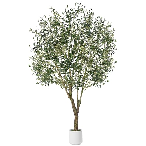 Jocoevol Olive Trees Artificial Indoor, 7ft Realistic Artificial Olive Tree with Natural Wood Trunk...