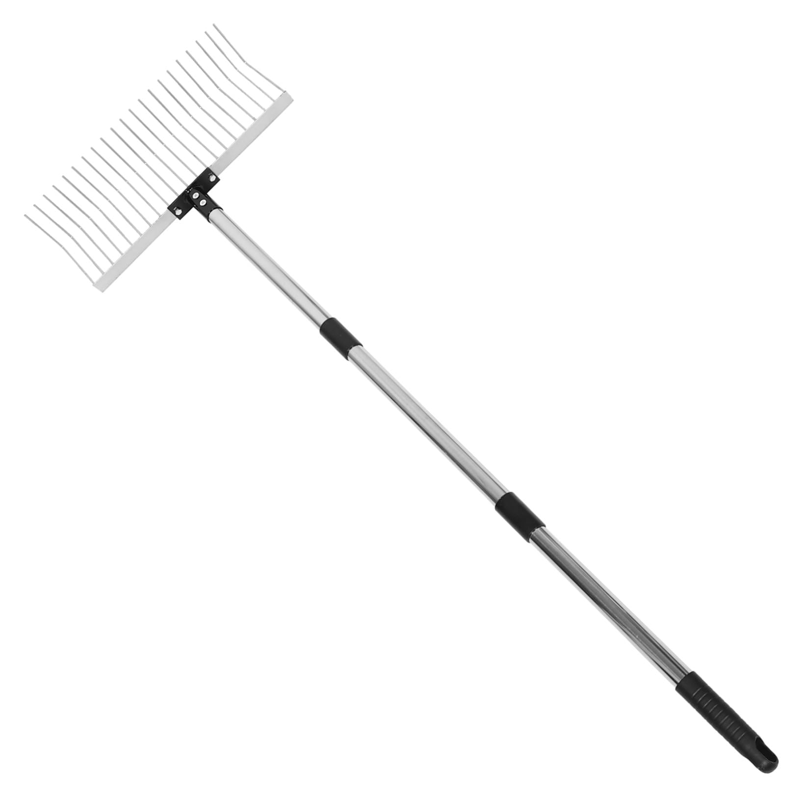 Rastrello da Heavy Duty Denti in Metallo con Manico Ergonomico e Smontabile per Foglie Livellamento Terreno e del