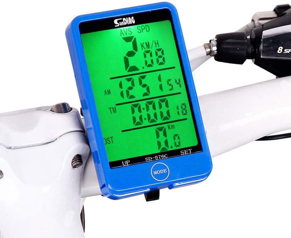 Tachimetro Computer da Bicicletta Cronometro cablato Tachimetro Bici Contachilometri Ciclismo Cronometro LCD Computer Impermeabile (Blu) Contachilometri