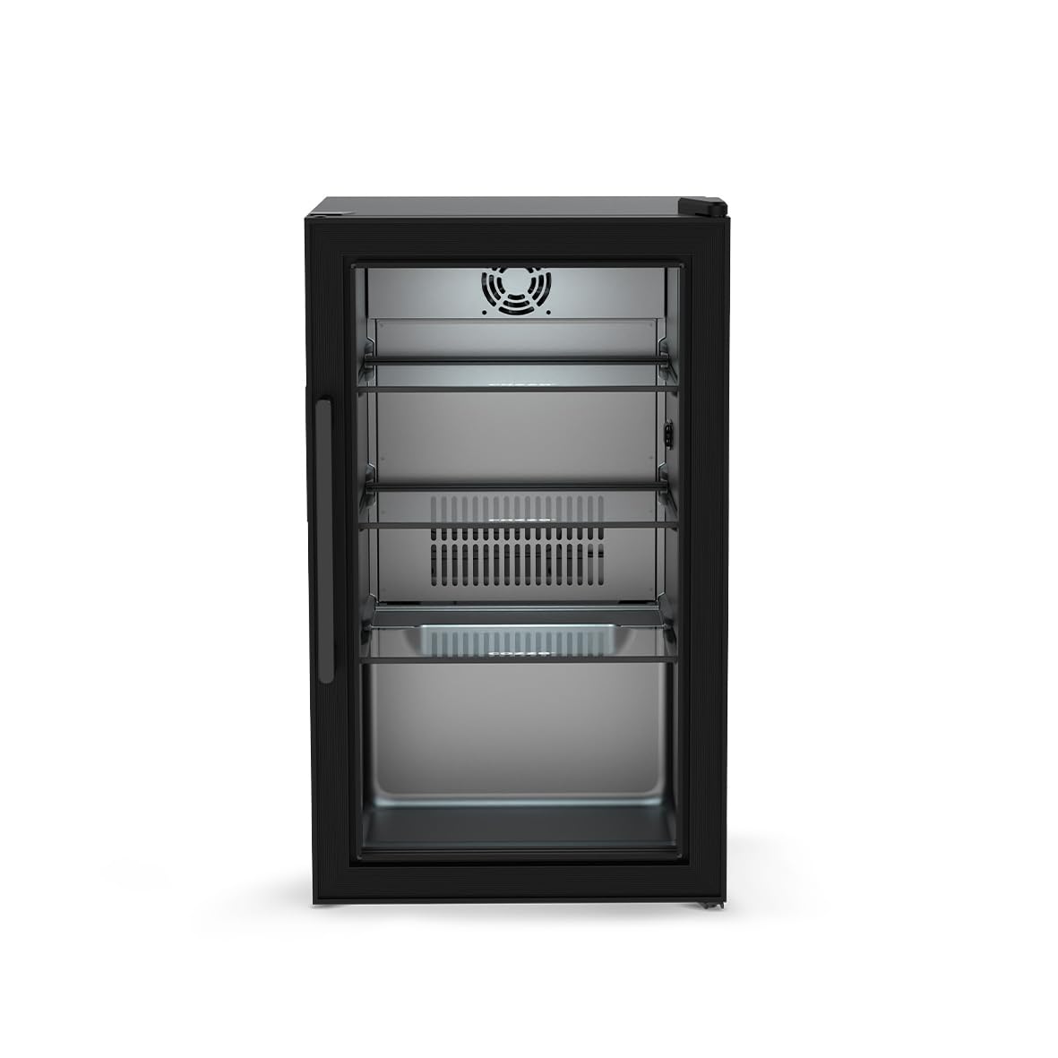 Cozze® Elements Frigorifero da esterno 63 L – Vetrina bevande con porta in vetro temperato, luce LED, display digitale, 3 ripiani in vetro – Raffreddamento a compressore 3–10 °C, spina IP44