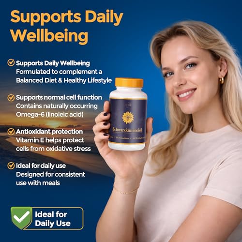 Schwarzkümmelsamenöl (Original Nigella sativa), 400 Softgel-Kapseln, Tagesdosis mit 2460 mg Schwarzkümmelsamenöl, kaltgepresst, natürlich