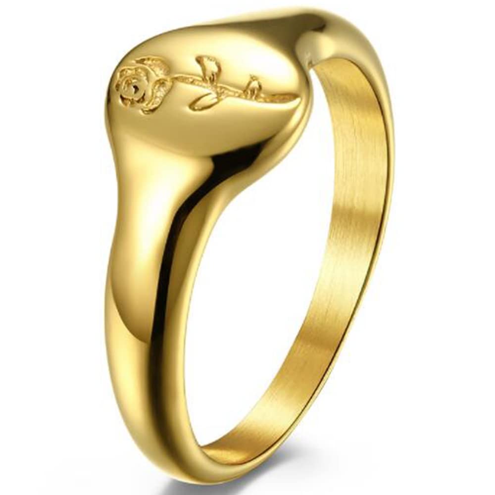 Jude Jewelers Stainless Steel Cute Dainty Rose Flower Charm Wedding Engagement Statement Promise Anniversary Pinky Ring