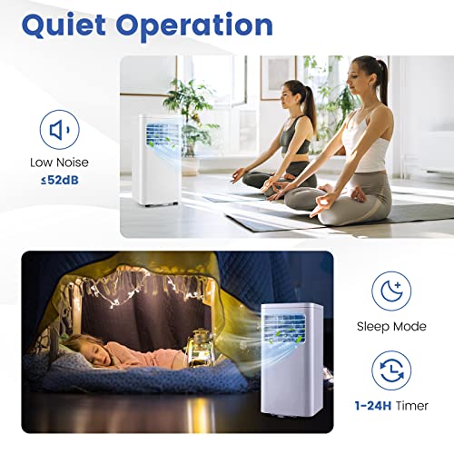 Image of GOFLAME 3-in-1 Portable Air Conditioner, 5000 BTU AC Unit with Fan & Dehumidifier, Quiet AC 1-24H Timer, LED Display, 2 Fan Speeds, 4 Wheels, Remote Control, Exhaust Hose, White