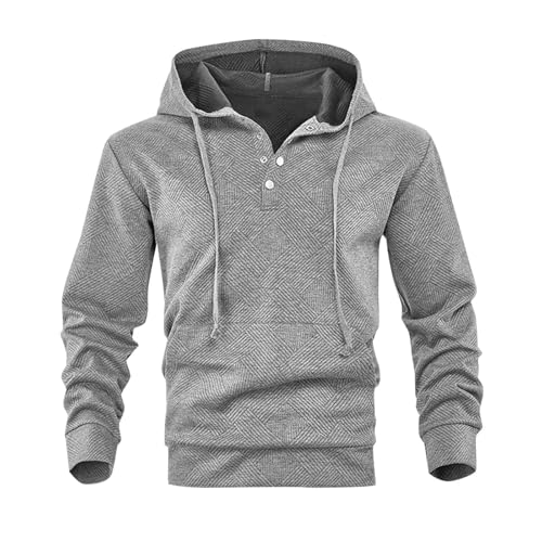 Mens Button up Hooded Sweatshirts Long Sleeve Textured Solid Pullover Casual Lightweight Fall Fashion Hoodies Pockets3