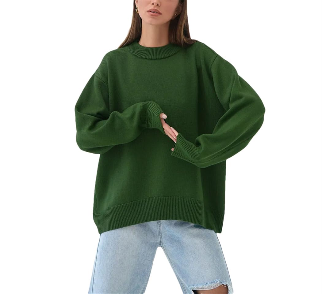 Haitpant Maglione da donna a collo alto autunno inverno spesso caldo pullover top casual sciolto maglione lavorato a maglia oversize