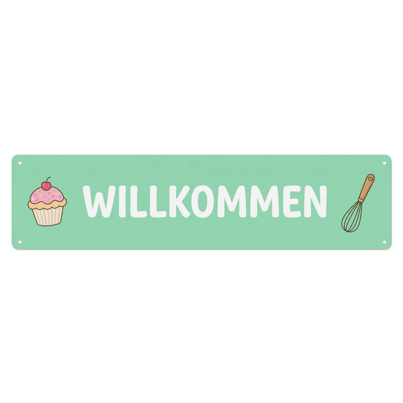Soft Mint Pastel Cupcake Bakery Welcome 1 Metal Tin Sign Plaque Wall Decor for Cafe, Club Bar, Office, Home Garden Metal Poster 4x16Inch