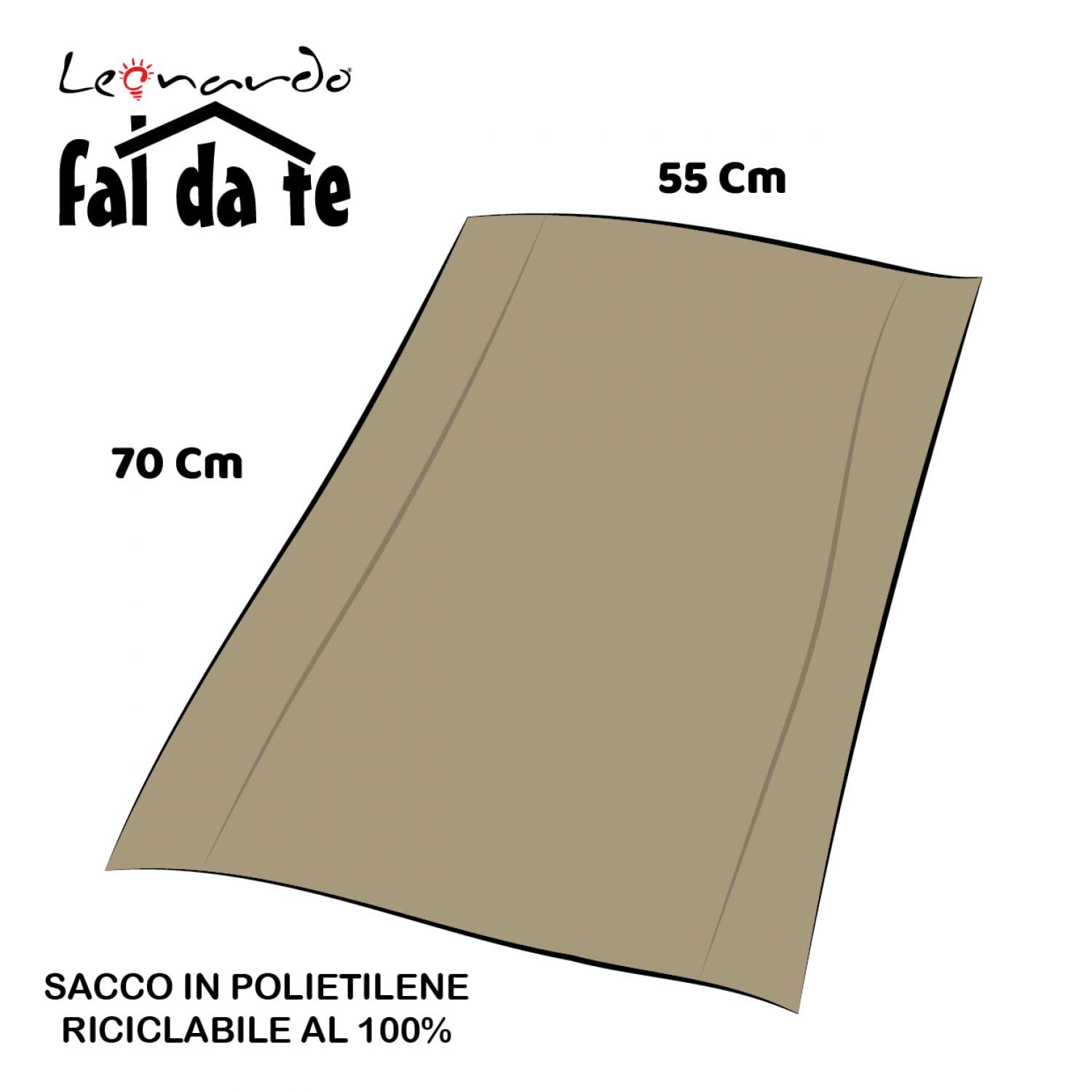 Leonardo Fai Da Te - Grandi sacchi spazzatura 55x70 200 sacchetti, sacchi ambra resistenti - 100% plastica riciclabile, sacchi resistenti e robusti - 100% Made in Italy.
