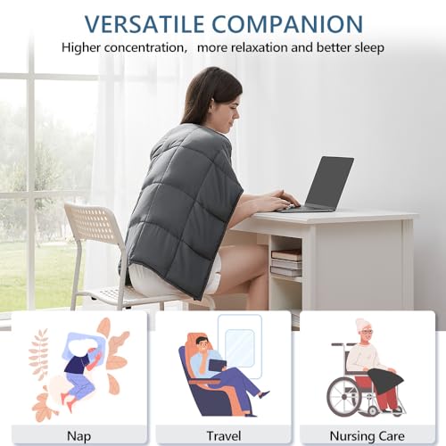 L'AGRATY Weighted Lap Blanket 7lb: Small Weighted Blankets for Adults Portable Travel - Cooling Pad Blanket for Relaxation Sleeping - Cozy Lap Washable All-Season(29" x 24")