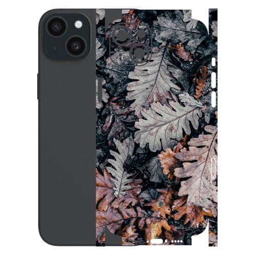 Image of AtOdds - Full Body Back Screen Guard Protector Film - Lamination Wrap Skin Sticker for iPhone 15 Plus | Scratchproof Matte Finish (Design - Dry Leaves)