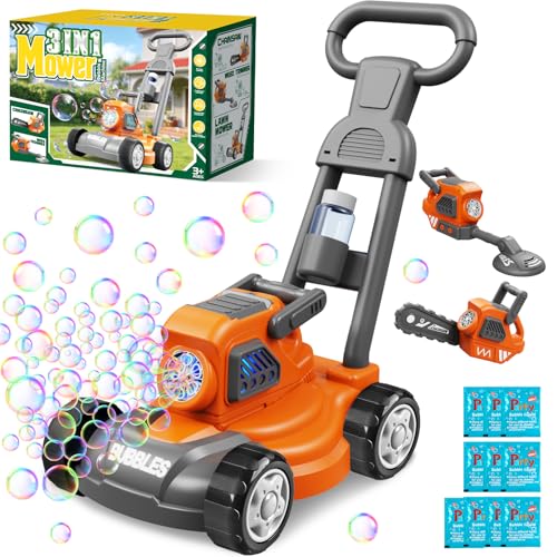 Bubble Lawn Mower for Kids, 3-in-1 Bubble Machine Blower 10