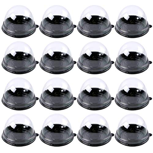 Holibanna 200 mini contenedores para magdalenas con cúpula transparente de plástico transparente, caja de pastelería de queso, postre, Mooncake expositor para bodas, fiestas de cumpleaños, color negro