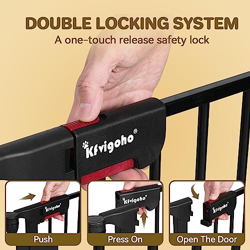 Kfvigoho US-PA739 Baby Gate 35 Inch-199 Inch Extra-Wide Gate For Stairs, Play Yard Child Safety Gate, Dog-Gate With Auto-Close Door, Double Locking System For Fireplace thumb #4