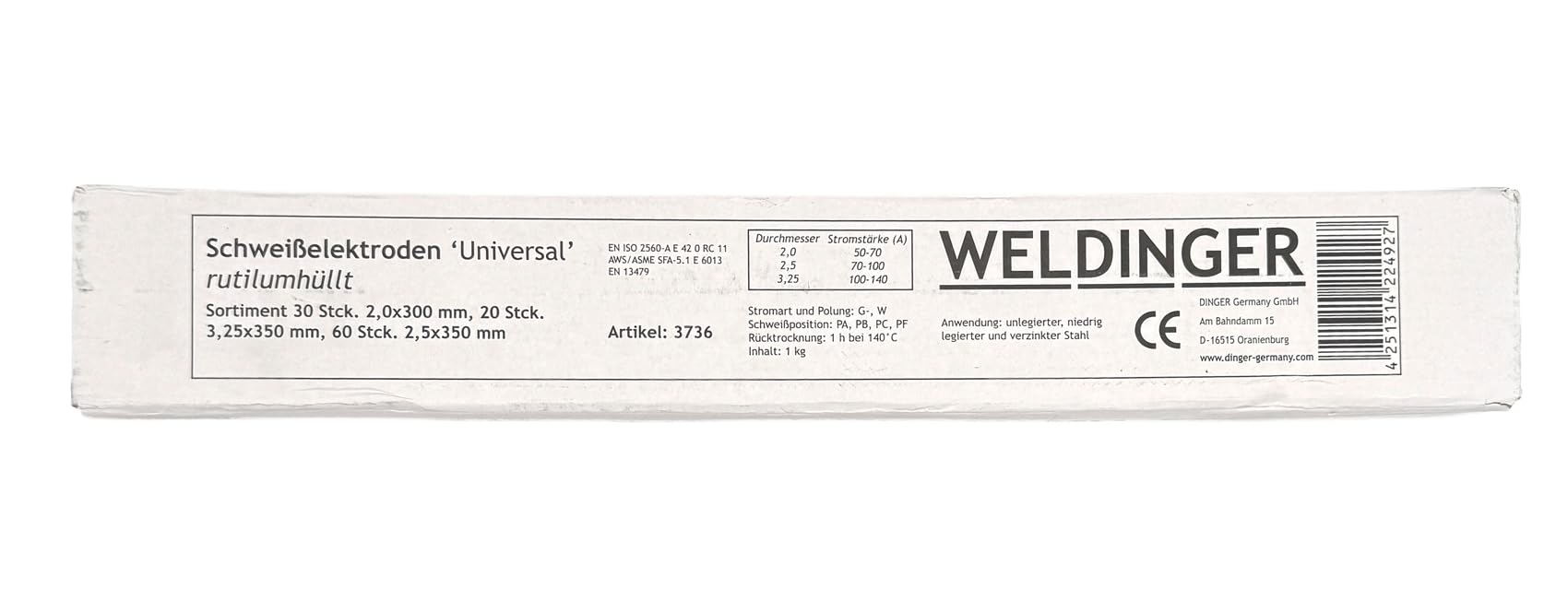 WELDINGER Sortiment 2,0/ 2,5/ 3,25 mm Universal Schweißelektroden in WELDINGER Sortiment 2,0/ 2,5/ 3,25 mm Universal Schweißelektroden in