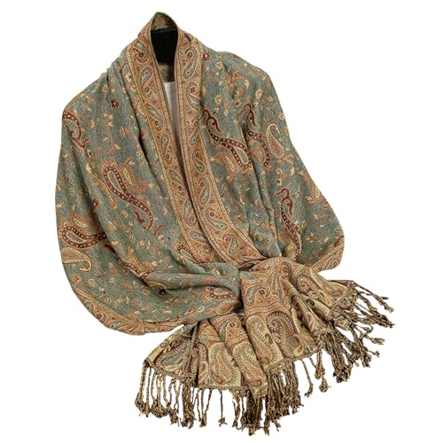 Women Pashmina Shawls and Wraps Scarf Soft Silky Reversible Paisley Scarves Shawl for Women Ethnic Elegant Scarf