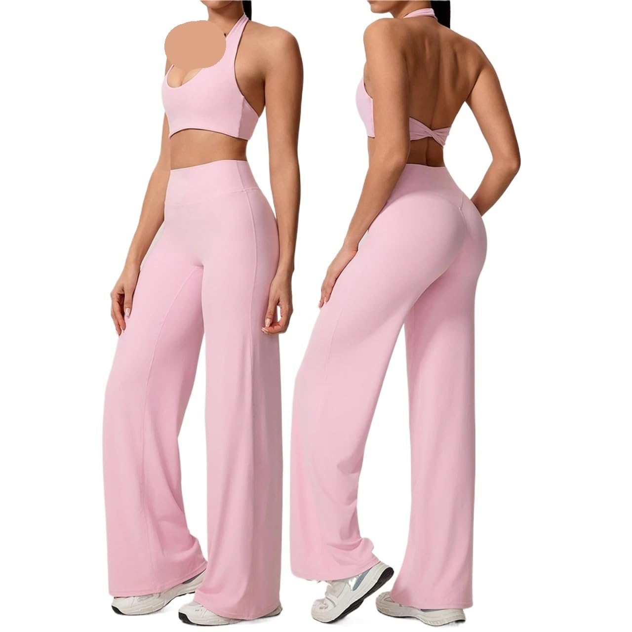 Completo Palestra Donna Set sportivo da donna ad asciugatura rapida 2 pezzi, reggiseno con scollo a U, senza maniche, top yoga in due for allenamento fitness