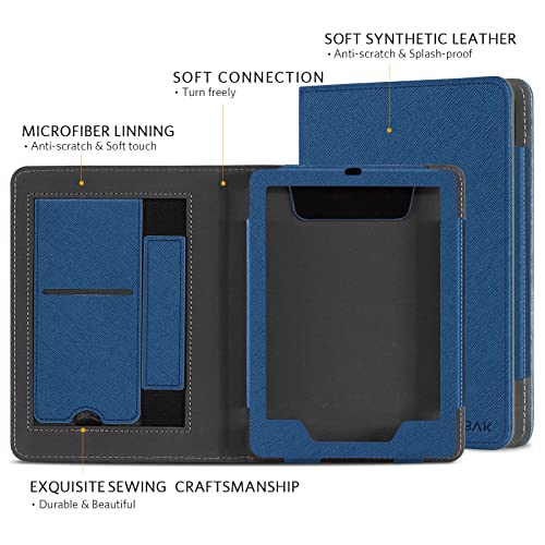 Image of CoBak Case for Ereader - Durable PU Leather Cover with Auto Sleep Wake, Card Slot, Hand Strap Feature - Fits Kindle Paperwhite 11th Generation 6.8 inch Signature Edition 2021 Released,Blue