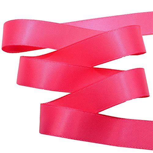 Image of Morex Ribbon 08816 /50-175 Double Face Satin Ribbon, 3 /8 inchx 50 Yd, Shocking Pink