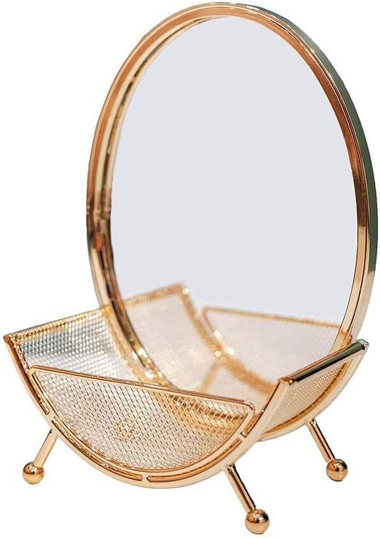 Storage Tray with Makeup, Alloy, Round, Exquisite, Decoration, Jewelry, Cosmetics, Hotel, Bathroom, Bathroom, Photo Studio, Rose Gold