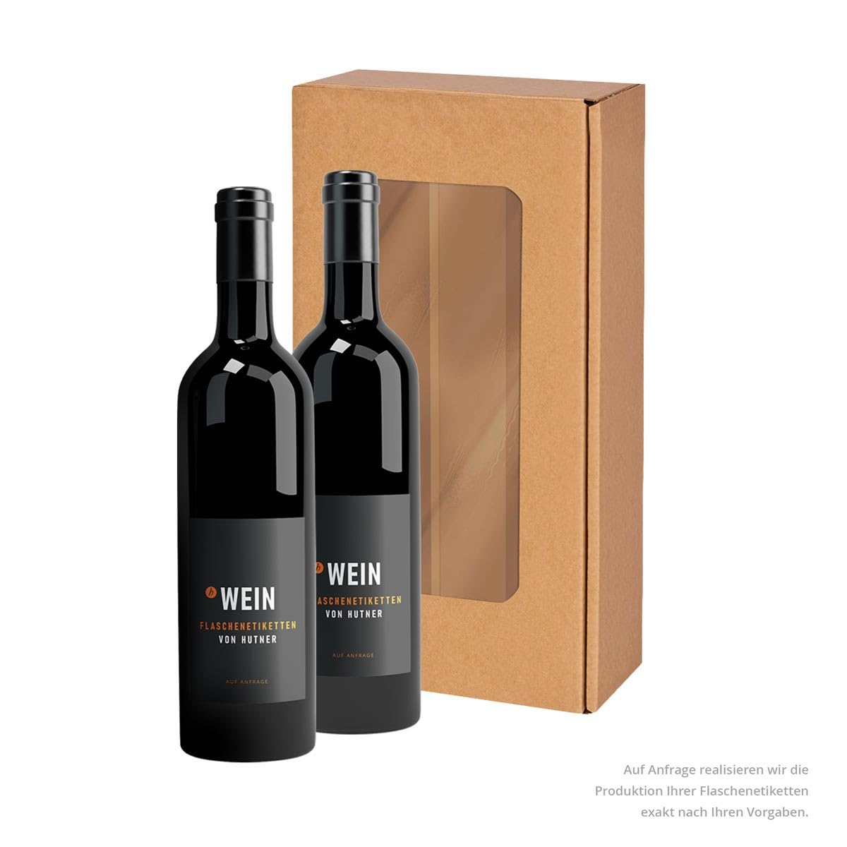 25 x Weinkarton für 2 Flaschen mit Sichtfenster – Naturbrauner Kraftkarton Geschenkverpackung für Weinflaschen – Flaschenkarton für Wein, Sekt & Spirituosen – Stabil & Präsentationsstark