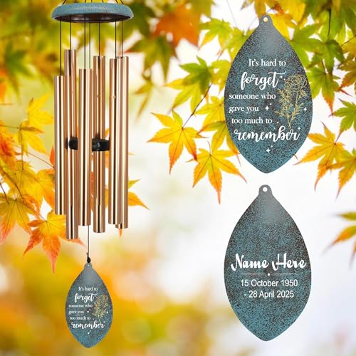 Image of ASTARIN Personalized Wind Chimes Memorial, Customized Sympathy Gifts Wind Chime, 35inch Commemorative Wind Chime Deep Tone for Loss of Loved Daddy /Mom /Son for Condolences /Funeral, Produced in Texas