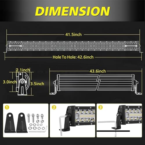Image of 40 Inch LED Light Bar 310W Combo Quad Row Off Road Driving Light | Spot Flood Combo Beam, Super Bright Quad Row LED Work Light Roof Hood Light Bar for Trucks Pickup UTV SUV Boat Wrangler