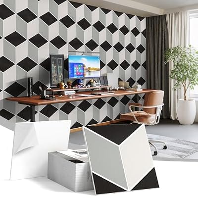 12Pack Acoustic Panels, Self-Adhesive Sound Proof Panels for Walls, Decorative 3D Textured Printing Sound Dampening Panels Sound Absorption Tiles for Studio, Office, Home, 12×12×0.4", Black and White