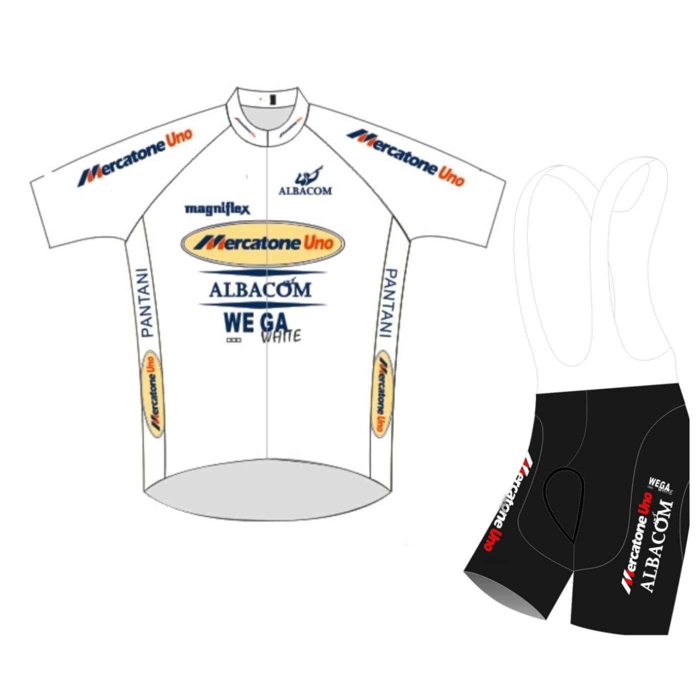 Marco Pantani Pro Team Retro Mercatone Uno maglia da ciclismo set for uomini, manica corta abbigliamento ciclismo bici pantaloncini con bretelle set gel pad