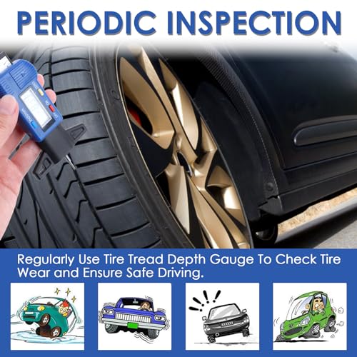 Digital Tyre Tread Depth Gauge - 0-25.4mm/0-1Inch with LCD Screen for Trucks, Cars, Vans, Motos (Blue) 5 Digital Tyre Tread Depth Gauge - 0-25.4mm/0-1Inch with LCD Screen for Trucks, Cars, Vans, Motos (Blue) - Image 5