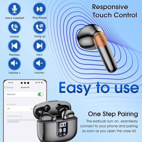 Auriculares inalámbricos Bluetooth 5.4 para oficina y viajes con graves profundos HiFi 3