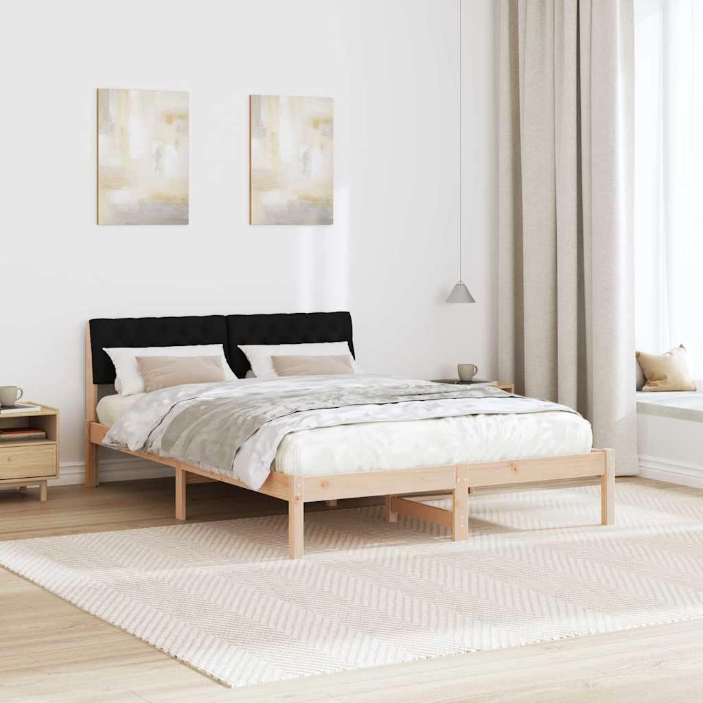 lite drewno sosnowe tapicerowane oparcie 150 x 200 cm brązowy