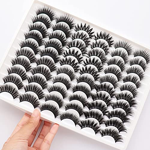 Fyonas False Lashes Pack 30 Pairs Fluffy Lashes Wholesale Wispy Lashes Mink Eyelashes Natural Look Thick Volume 6 Styles Eye Lashes Sets Pack