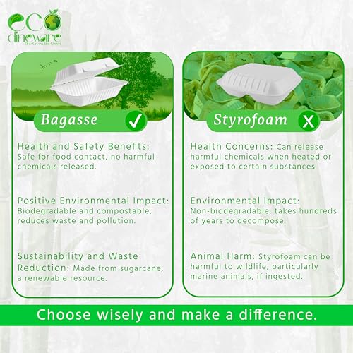 Image of Eco Dineware 11 Inch 4 Compartment 100 Pack Round Biodegradable Bagasse Plates Compostable Disposable Food Plates Dinnerware Recyclable Multiperpose Plate