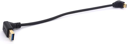 Miniatura 10 de Cable de extensión USB tipo C de 9.8 in, chapado en oro, USB 3.0 macho a 90 grados hacia arriba en ángulo descendente, cable tipo C, cable adaptador