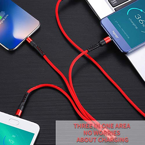 image for SIQIWO 3 in 1 USB Charging Cable 2.4A, [2-Pack 4FT] Multi Fast Charger