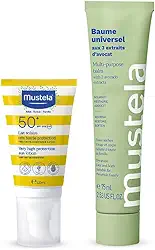 Mustela Combo Protetor Solar Infantil e Adulto FPS 50+ 40 ml Corpo e Rosto + Bálsamo Multifuncional Hidratante Para Áreas Ressecadas Do Corpo 75ml