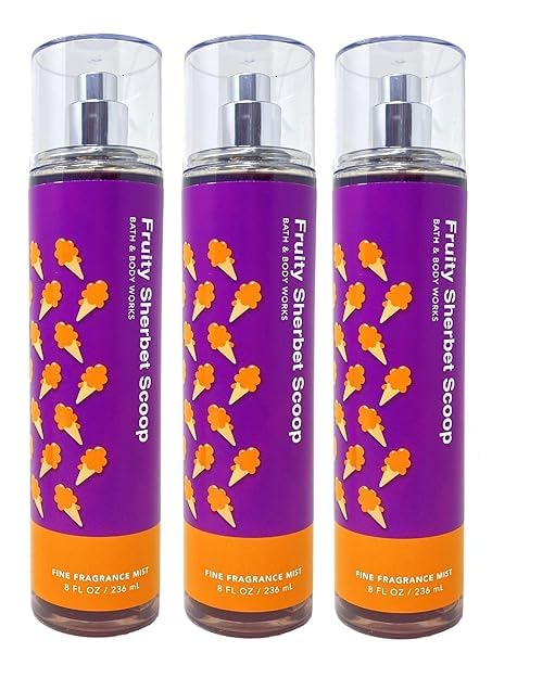 Bath & Body Works Fruity Sherbet Scoop Fine Fragrance Mist Gift Set 3 pack 8 fl oz each