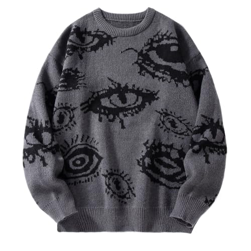 Men's Sweater Long Sleeve Crewneck Y2K Graphic Casual Knitted Pullover Sweater