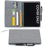 Kaitiaki Folio Cover Compatible with Rocketbook Everlast, Wave, Fusion, Panda, A5 Portfolio Organizer with Pen Loop, Business Card Holder, Waterproof Fabric, Ribbon bookmark, Executive Size, Gray