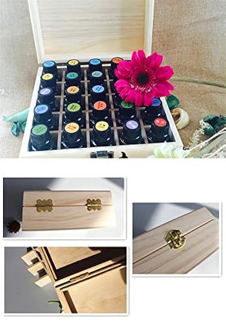 VolksRose Essential Oil Box, Wooden Storage Container Holds 25 Bottles, Multi-Tray Organizer #ob01