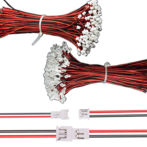 RUNCCI-YUN 100 Pcs/50 Paires 1.25 mm Connecteur Jst 2 Broches Mâle Et Femelle Connecteur Plug avec Câble Fil 15 cm, Jst 2 Pin Adaptateur de Connecteur Mâle et Femelle