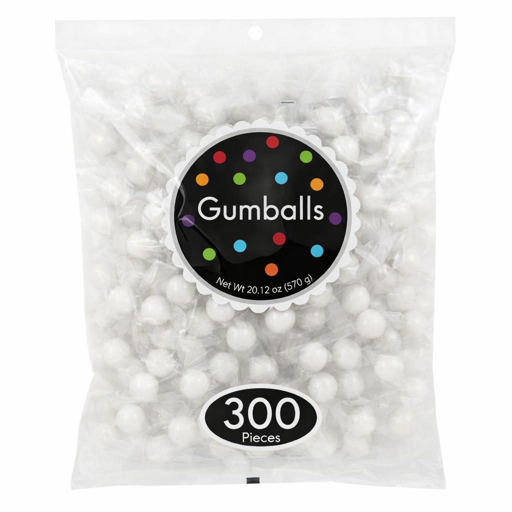 300ct Shimmer White Gumballs Individually Wrapped - Bulk Candy for Valentine's Day, Christmas Parties, 4th of July, Wedding Candy Buffets, Birthday Party Favors - Fruit-Flavored Bubble Gum