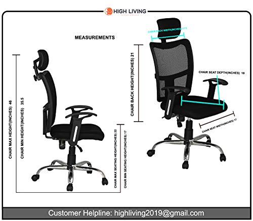 Image of High Living Plastic Contemporary Ergonomic Office Chair (Black)