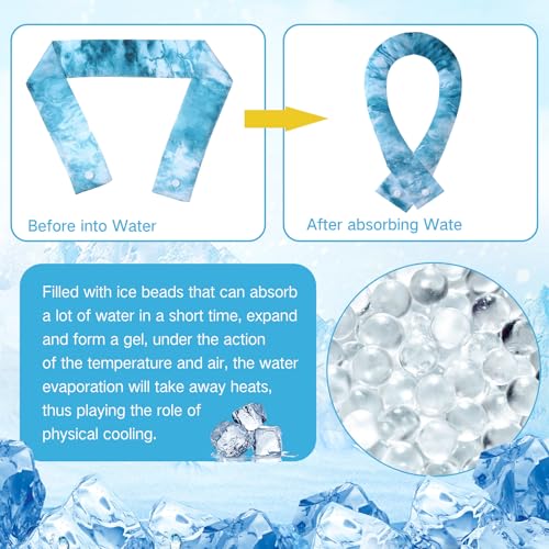 Cooling Neck Wraps with Snap Button Tie Dye Ice Scarf Cooling Bandana Cooler for Summer Women Men Pet3