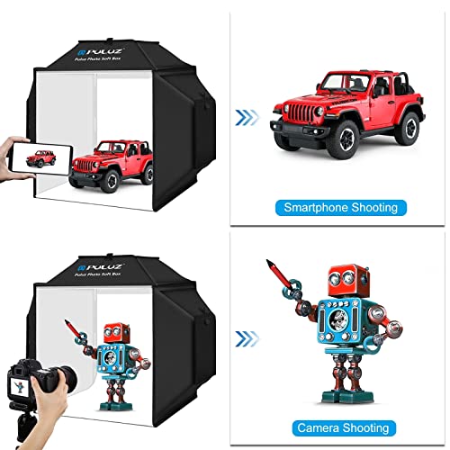 PULUZ Portable Photo Studio Light Box, 16x16 inch Professional Dimmable Shooting Tent Kit Soft Box with 480pcs LEDs Lights 4 Backdrops for Jewelry and Small Product Photography Props Upgrade 16 inch