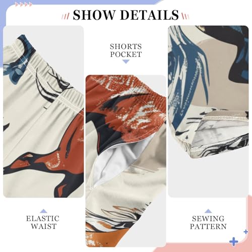 ZZXXB Retro Horse Boys Long Pants Soft Trousers Elastic Waist Kids Lounge Bottoms with Pockets S-XL4