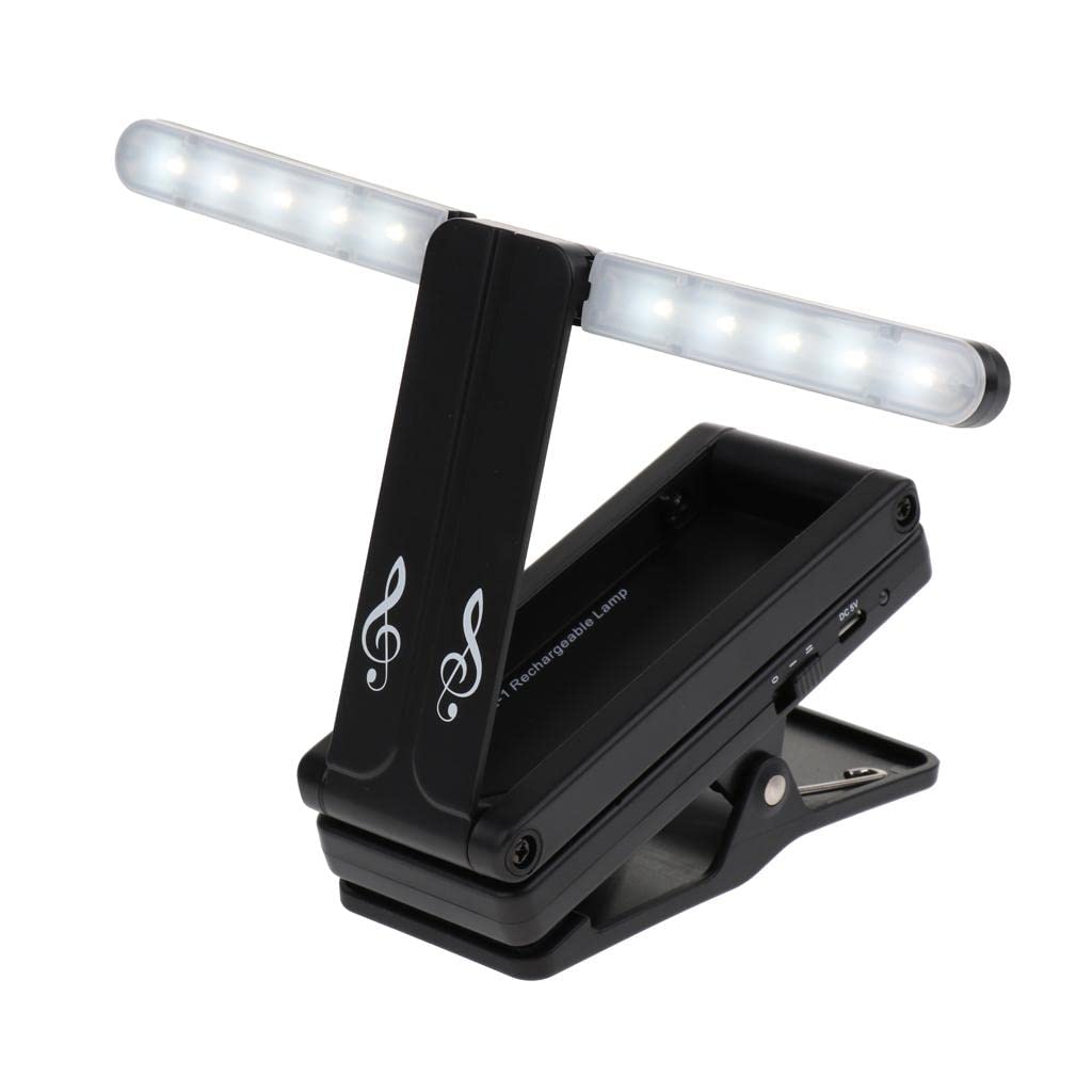 Lámpara de pie plegable para piano musical con LED recargable para cama, escritorio, lectura, estudio, tamaño compacto, diseño flexible de clip, perfecto para soportes de música, pianos,