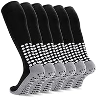 Regilt 3 Pairs Kids Youth Grip Soccer Socks, Non Slip Knee High Soccer Football Sport Socks for Boys Girls Age 8-17 (US, Alpha, Large, Regular, Regular, Black)